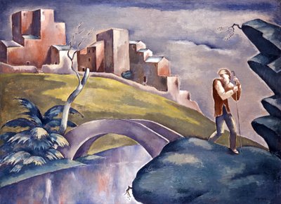 Paisaje con figuras humanas, Paisaje con caminante de Eugeniusz Zak